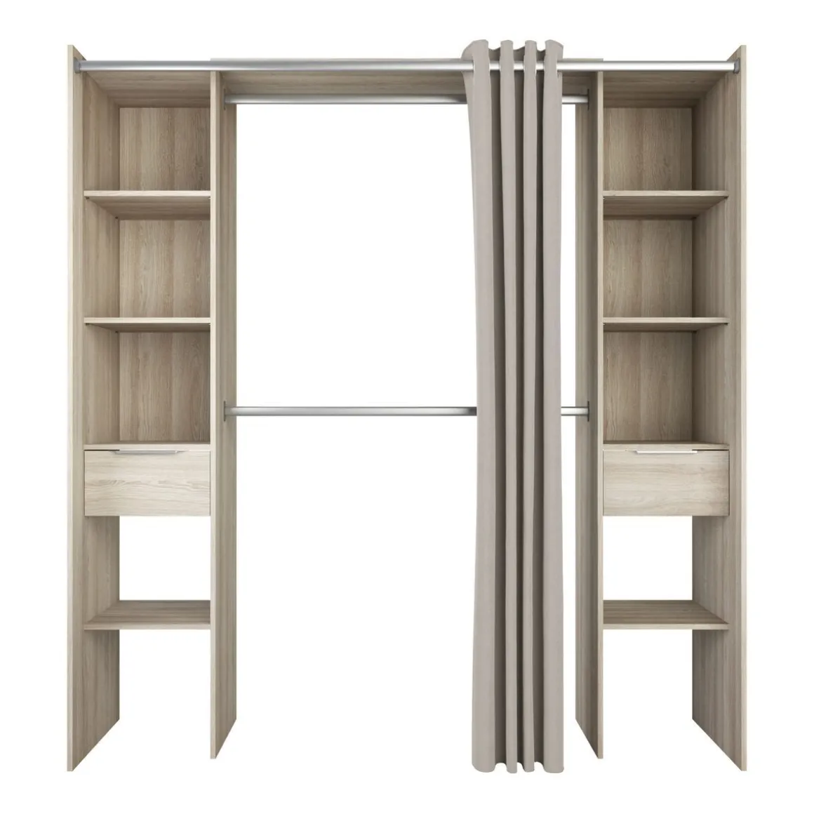 Kit placard 2 colonnes, 2 penderies, 2 tiroirs NADA