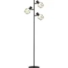 Lampadaire design industriel 3 ampoules max. 40W H.169 cm abat-jour cage métal noir