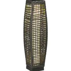 Lampadaire LED solaire de jardin style colonial dim. 21L x 21l x 78H cm résine tressée filaire grise