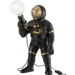 Lampe à Poser Singe Astronaute 47cm Noir & Or