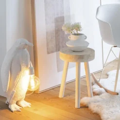 Lampe à Poser en Résine Pingouin 59cm Blanc
