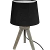 Lampe à Poser Trépied en Bois Alexis 31cm Noir
