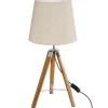 Lampe à Poser Trépied en Bois Runo 58cm Naturel