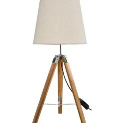 Lampe à Poser Trépied en Bois Runo 58cm Naturel