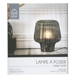 Lampe à Poser Verre Fumé Champignon 21cm Noir