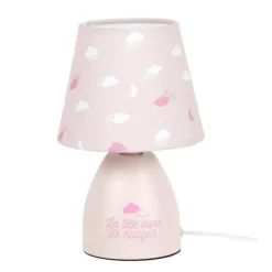 Lampe de Chevet Enfant Nuages 19cm Rose