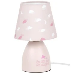 Lampe de Chevet Enfant Nuages 19cm Rose