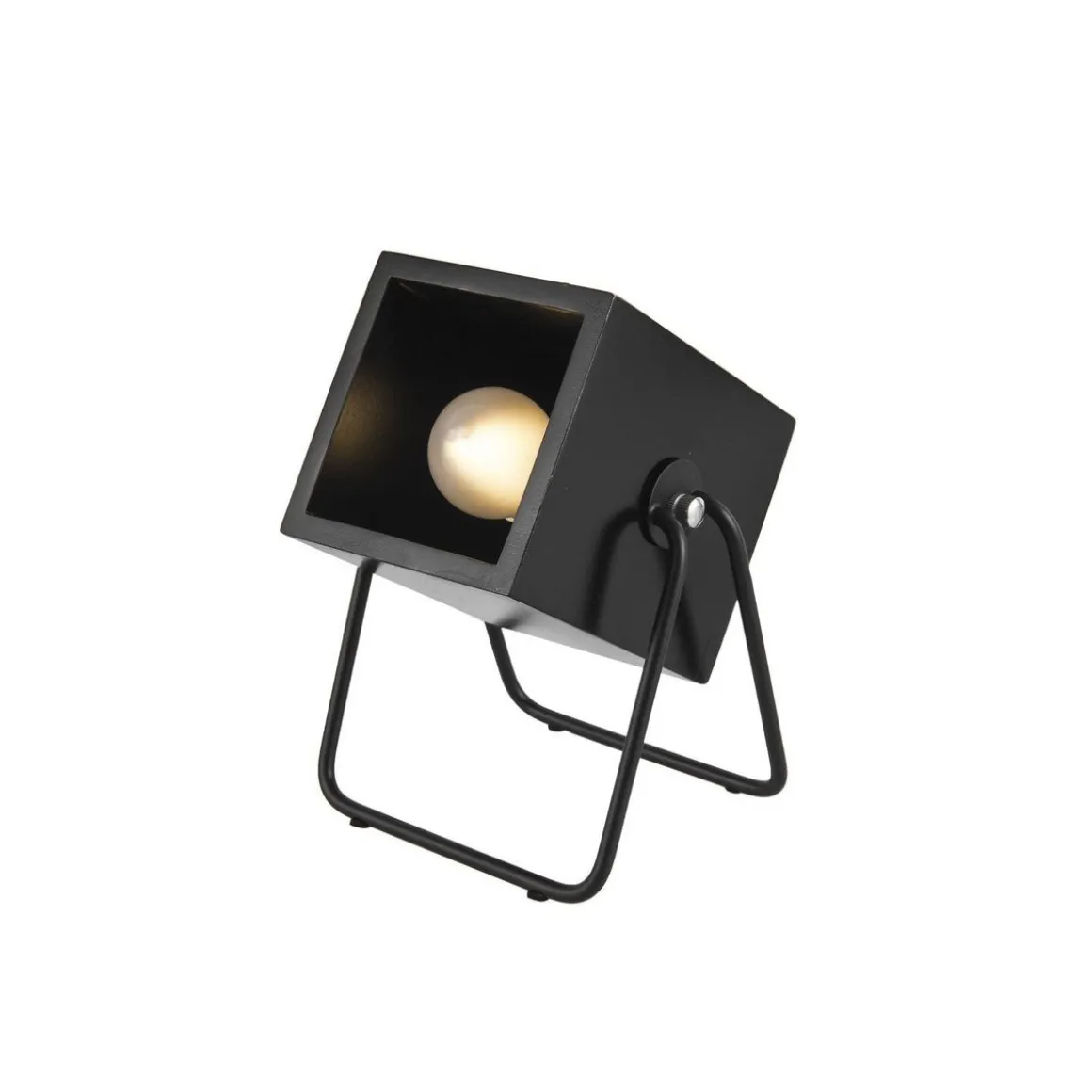 Lampe en bois et métal carrée Hefty - H. 17 cm