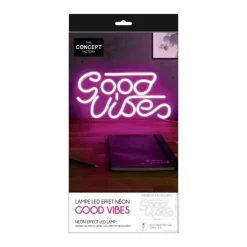 Lampe Led Effet Néon Good Vibes 33cm Rose