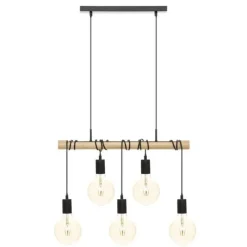 Lampe Suspension 5 Têtes Jake 120cm Noir