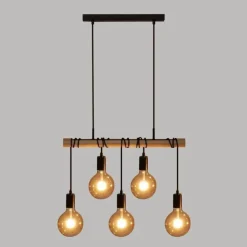 Lampe Suspension 5 Têtes Jake 120cm Noir