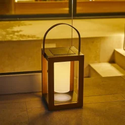 Lanterne solaire SERAPHINA Bois Aluminium H32cm