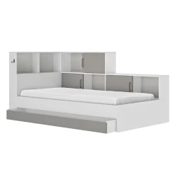 Lit 1 place avec 1 tiroir et rangements 90x200 cm LOUANE