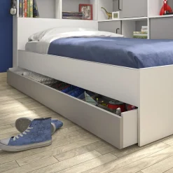 Lit 1 place avec 1 tiroir et rangements 90x200 cm LOUANE