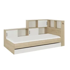 Lit 1 place avec 1 tiroir et rangements 90x200 cm LOUANE