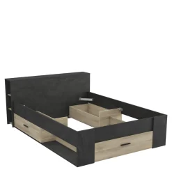 Lit 140 x190 cm avec tête de lit et rangements ILIAN