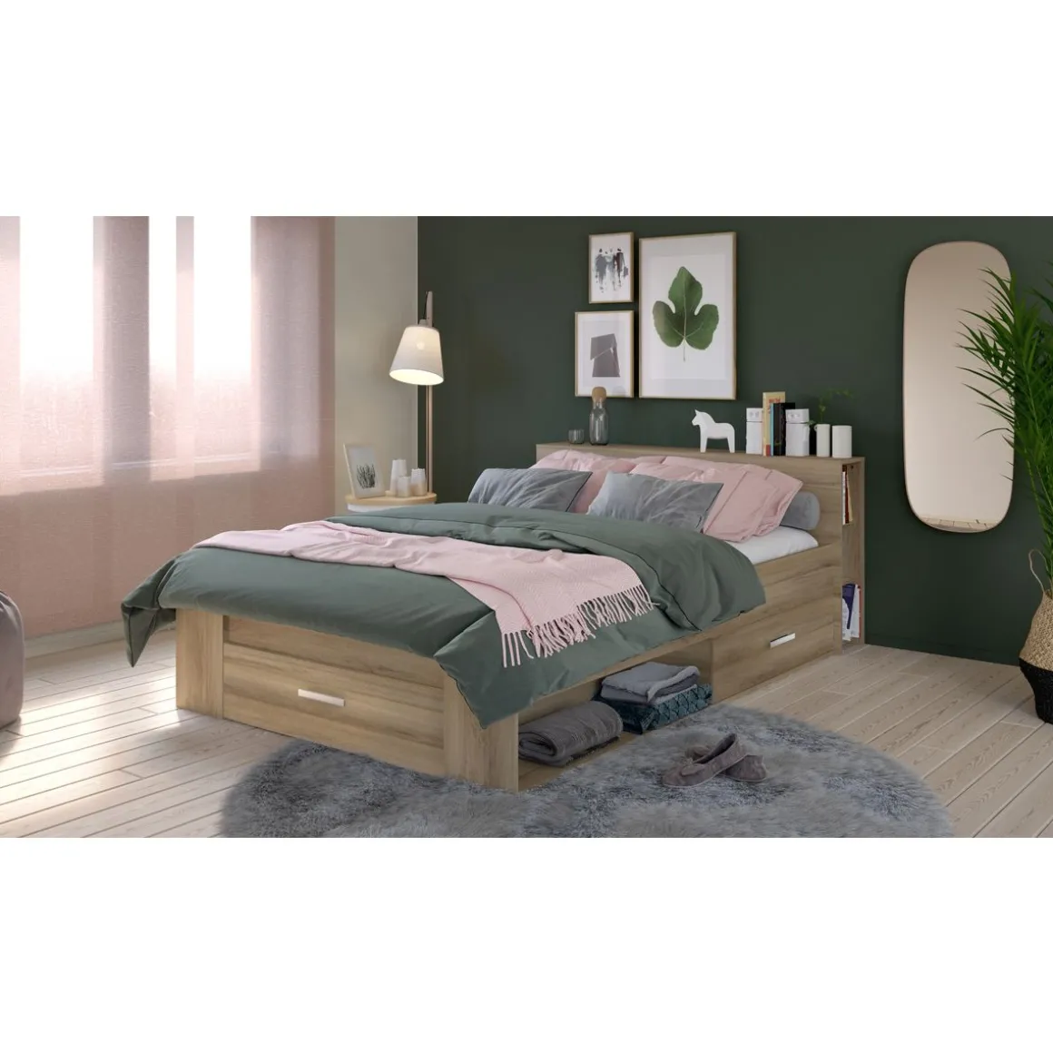 Lit adulte ILIAN, pour couchage 160x200cm