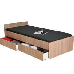 Lit avec rangements 90x190 cm, 2 tiroirs et tête de lit CAMA