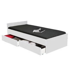 Lit avec rangements 90x190 cm, 2 tiroirs et tête de lit CAMA