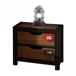 Lit avec table de chevet 'Alex' industriel