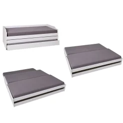 Lit banquette gigogne en pin massif 3 couchages 90x200cm BLANDINE