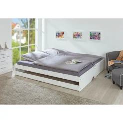 Lit banquette gigogne en pin massif 3 couchages 90x200cm BLANDINE