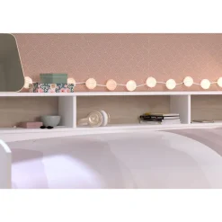 Lit banquette 90x190/200cm avec fonds de niche réversibles Blanc / Chêne NIGHT