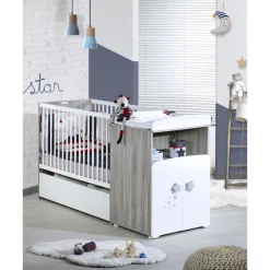 Lit bébé combiné 60 x120 cm évolutif en 90x190 cm NEW NAO