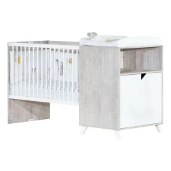 Lit bébé combiné 120x60 évolutif en 90x190cm SCANDI, coloris gris