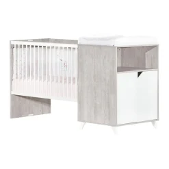 Lit bébé combiné 120x60 évolutif en 90x190cm SCANDI, coloris gris
