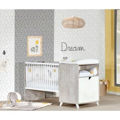 Lit bébé combiné 120x60 évolutif en 90x190cm SCANDI, coloris gris