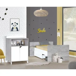 Lit bébé combiné 120x60 évolutif en 90x190cm SCANDI, coloris gris