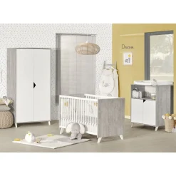 Lit bébé sommier réglable 60x120cm SCANDI coloris gris