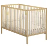 Lit bébé 60x120cm sommier réglable en hauteur, barreaux vernis naturel, collection FIRST