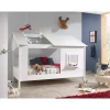 Lit Cabane 90x200 toit semi-ouvert et fenêtre Sommier inclus HouseBed - Blanc