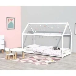 Lit cabane enfant en bois massif 70 x 140 cm LOUIS