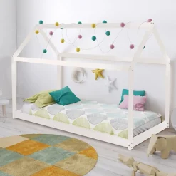 Lit cabane enfant en bois massif 70 x 140 cm LOUIS
