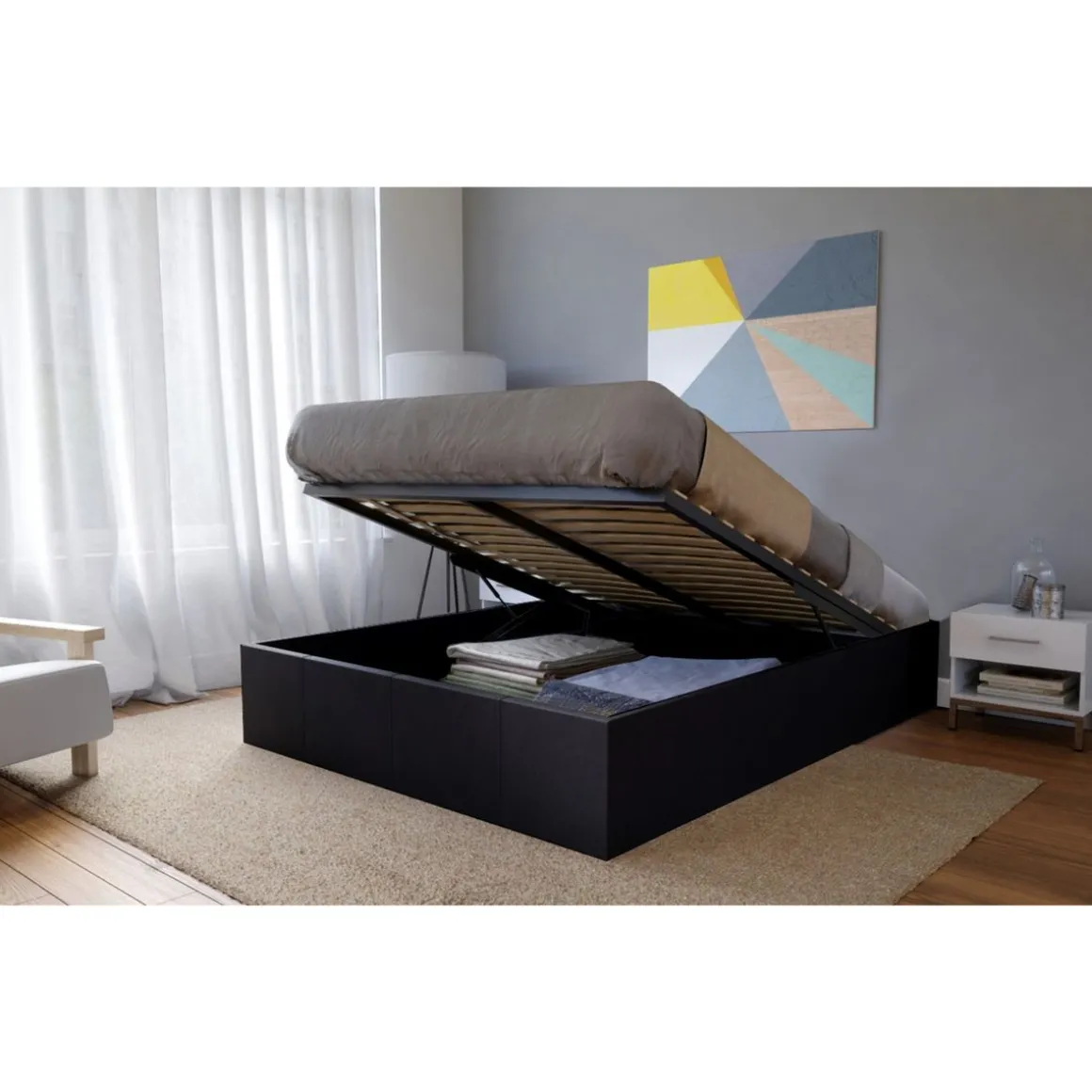 Lit coffre adulte 140 x 190 cm + sommier TIVOLI