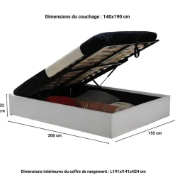 Lit coffre adulte 140 x 190 cm + sommier TIVOLI