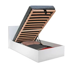 Lit coffre avec sommier relevable et tête de lit 90x190 cm MADRID