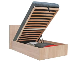 Lit coffre avec sommier relevable et tête de lit 90x190 cm MADRID