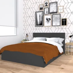 Lit coffre avec sommier relevable et tête de lit 140x190 cm MADRID