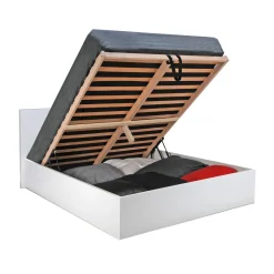 Lit coffre avec sommier relevable et tête de lit 140x190 cm MADRID