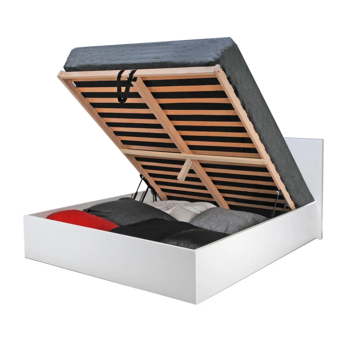 Lit coffre avec sommier relevable et tête de lit 140x190 cm MADRID