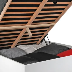 Lit coffre avec sommier relevable et tête de lit 140x190 cm MADRID