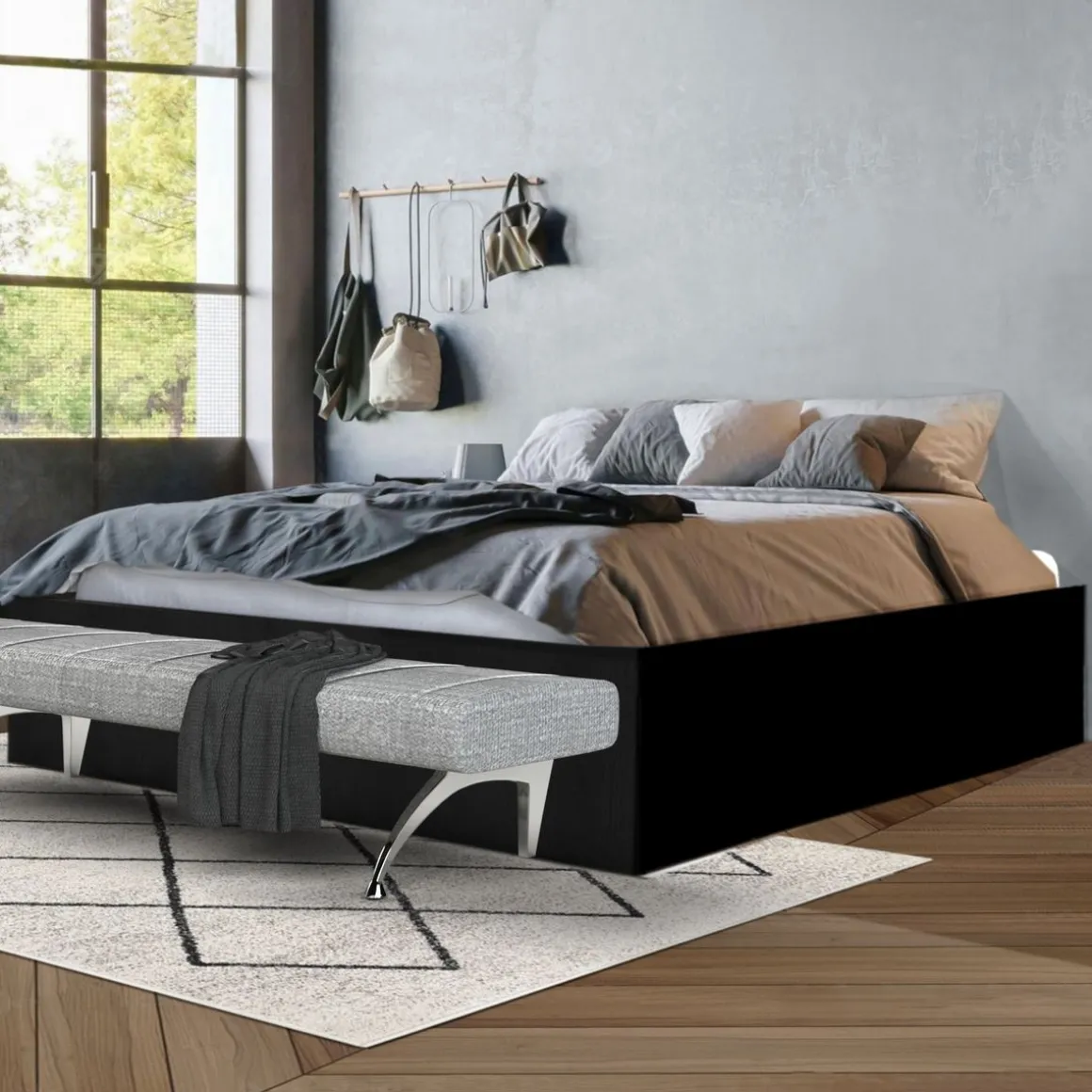 Lit coffre avec sommier relevable 140x190 cm BARCELONA