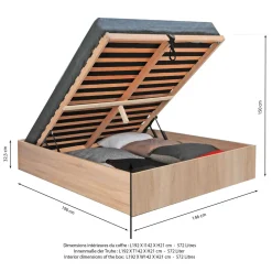 Lit coffre avec sommier relevable 140x190 cm BARCELONA
