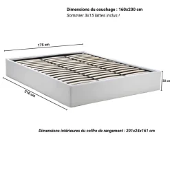 Lit coffre TORINO 160 x 200 cm + sommier TIVOLI