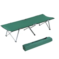 Lit de camp lit d'appoint pliable 193 x 64 x 40 cm avec sac de transport polyester Oxford métal vert et gris