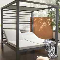 Lit de jardin 2 places structure aluminium gris foncé Matala